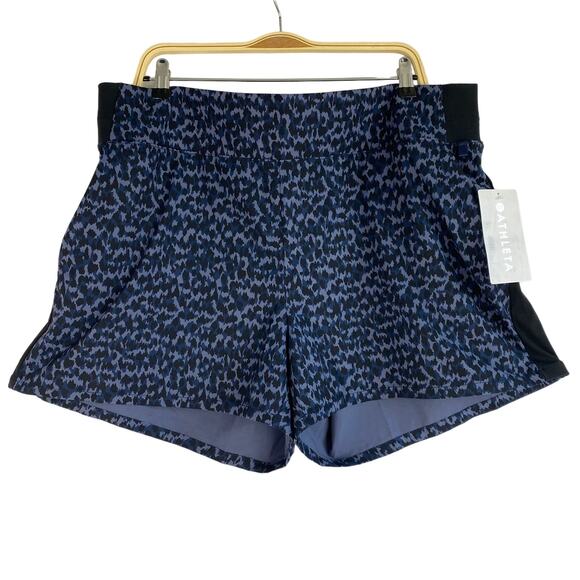 Athleta Athletic Shorts Brooklyn Printed Women 18 Navy Animal Print Stretch NWT - Picture 1 of 10
